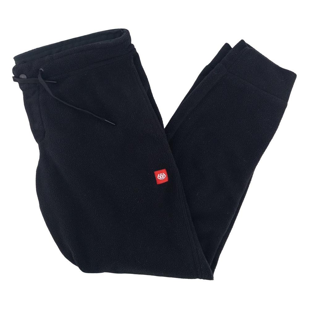 686 Mens Large Smarty Cargo Fleece Liner Pants Black Drawstring Ski Snowboard